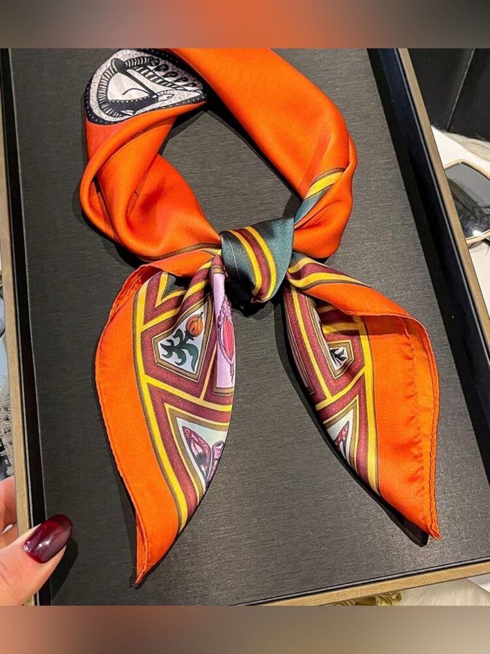 Zebra with Multicolor Print orange scarf N1497